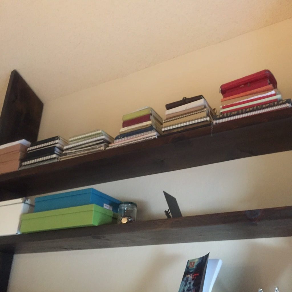 A partial collection of my diaries. Marie Kondo would say to dump them all. 