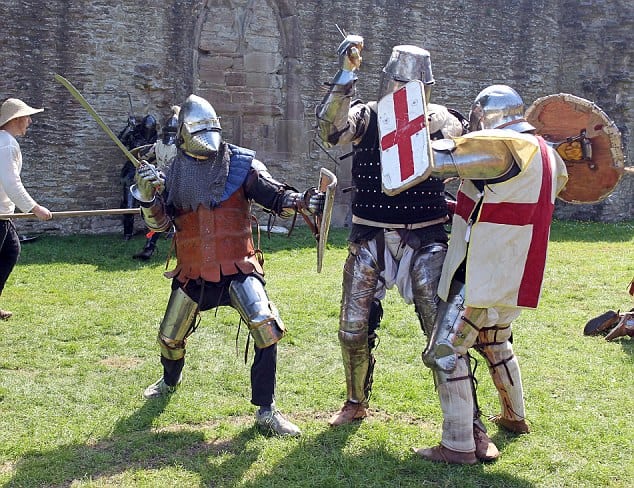 Some arguments sound like this. CRASH BANG with no resolution. pix paul lewis (Nth Wales tel 07836 797910) Tom Mitchelson....Full contact Medieval fighting at Ludlow Castle Shropshire.